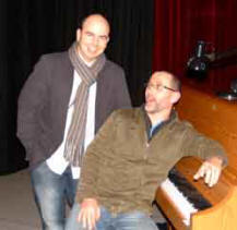 David Honeyford (left) and Alistair Cousin (both from Lisburn Christian Fellowship) were in charge of the lighting and sound at the 2006 Carols in the City Concert in the Lagan Valley Island on Wednesday 13th December.