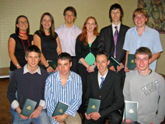 Pictured at Bible Sunday in Friends� School on Sunday evening 18th June is L to R:  (front) Ryan Cree, Alan Hanna, Andrew McCullough, Rowan Davidson.  (back row) Rebecca McCrossan, Danielle McCullough - Deputy Head Girl, Andrew McGuigan - Deputy Head Boy, Laura Jefferson, Paul McCullough and Stephen Kerr.