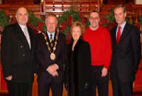 Pictured at morning worship in Seymour Street Methodist Church on Sunday morning 3rd December are L to R:  The Rev Brian Anderson, the Mayor - Councillor Trevor Lunn, the Mayoress - Mrs Laureen Lunn, David Dunlop - Society Steward and Desmond McCarthy - Property Steward.