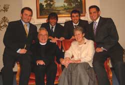 The Rev Jack Richardson, B.A., B.D., MBE., pictured with his wife Sally and sons L to R: John, Neville, Alan and Jeff.