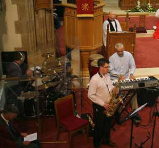 Lisburn Cathedral Worship Band leading the praise.