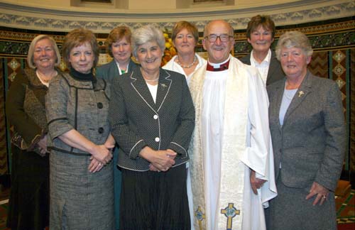 At the Lisburn Area Mothers' Union service in All Saints' Eglantine on Tuesday 9th October are L to R: (front row) Mrs Moira Thom - President of Connor Mothers' Union, Mrs Margaret Crawford - All-Ireland President of Mothers' Union, the Rev Canon William Bell - Rector of Eglantine Parish and Mrs Norma Bell - Former President of Connor Mothers' Union. (back row) Mrs Ann Armstrong - Lisburn Area Chairperson, Sandra Goffe - Branch Leader, Eglantine, Anneline Best - St Mark's Ballymacash and June Boyd - St Paul's Branch.