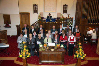 The church choir accompanied by Mrs Gwen Doran (right) pictured singing the Introit, 'In the stillness' at the Harvest Thanksgiving Service in the Second Dromara Presbyterian Church on Monday 22nd October. Following major renovation to the interior of the building, this beautiful church was re-opened and dedicated on Wednesday 9th May by the Moderator of the General Assembly The Right Rev Dr David Clarke.