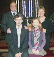 Candidates Mark and Katherine McCurdy are pictured with their parents Dermott and Angela at a Confirmation Service in St Malachy's Parish Church, Hillsborough on Sunday 13th January.
