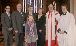 Candidates Mark and Katherine McCurdy are pictured with their parents Dermot and Angela at a Confirmation Service in St Malachy's Parish Church, Hillsborough on Sunday 13th January with their parents Dermott and Angela. Included in the picture are Johnny Beare - Youth Minister (left) and the Rt Revd Harold Miller - Bishop of Down and Dromore and Revd Simon Richardson - Curate Assistant (right).