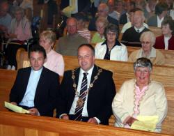 The Mayor Councillor James Tinsley and his mother Mrs Elizabeth Tinsley pictured with the Rev Paul Dundas (left) at a recent Music in May Concert in Christ Church.