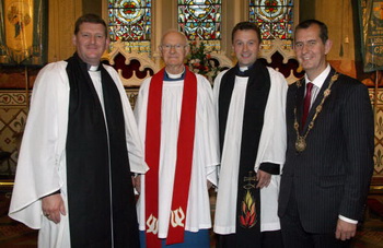 L to R: Rev Jim Carson (St Paul's), Rev Canon Dr Ken Cochrane, Rev Paul Dundas (Christ Church) and Alderman Edwin Poots MLA (Deputy Mayor).