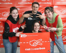At the Christian Aid �Cut the Carbon� display at Summer Madness are L to R: Laura Kelly (Railway Street Presbyterian Church, Lisburn), Dave Thomas (Youth & Schools Officer - Christian Aid Ireland), Lucy Young (Saintfield Parish Church) and seated - Ruth Miskelly (Lisburn Elim Church).