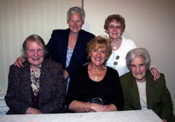 Some members of the congregation and friends pictured at the dedication of the new manse. L to R: (seated) Doris Kidd, Mavis Ross and Isobel McComb. (standing) Maureen Moore and Edith Greer.