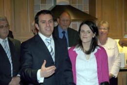 Pastor Nick Serb and his fianc�e Michele Darragh pictured during the dedication of the new manse.