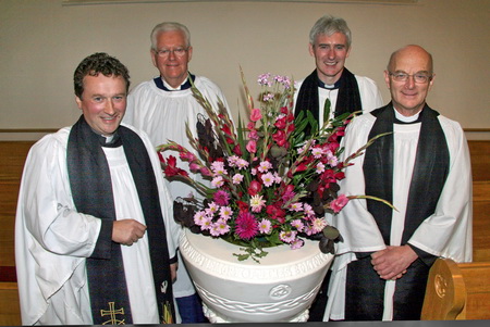 At the Harvest Thanksgiving Services in Christ Church Parish last Sunday morning (5th October) are L to R: The Rector, the Rev Paul Dundas, Brian Littler (Parish Reader), Canon Sam Wright (Lisburn Cathedral) and the Rev John Pickering (Senior Minister).