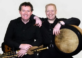 Uilleann piper Brendan Monaghan and drummer Mark Wilson.