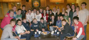 Youth leader Claire Mitchell (left) and some young people pictured at ‘Illuminate’.
