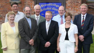 Rev Dr Peter Mercer pictured on Sunday 9th August with members of Broomhedge Methodist Church Council. L to R: (front row) Florence Boyes, Rev Dr Peter Mercer, Terry Lilley (Society Steward) and Caroline Chambers. (back row) John Anderson (Secretary), David Megarry, Andrew Boyes (Treasurer) and Bennett Megarry.