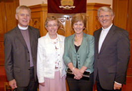 At a ‘Launch Weekend’ in Trinity Boardmills Presbyterian Church last Sunday evening are L to R: The Rev Tom Harte, Mrs Audrey Harte, Mrs Patricia Carson and The Rt Rev Dr Stafford Carson (Presbyterian Moderator). 