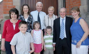 John and Florence Scott pictured with their daughters Jacqueline and Janice (left), son John and daughter-in-law Deborah (right) and grandchildren Matthew, Sarah and John at the official opening of a new hall at Glenavy Methodist Church last Saturday afternoon (12th September).