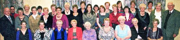 PW Leader Mrs Margaret Todd pictured with ladies and special guests at a dinner marking the 50th Anniversary of Cargycreevy Ladies Fellowship. Included are Cargycreevy PWA Past Presidents Mrs Anne Reid, Mrs Maxine McConaghy and Miss Beth Bell, Mrs Phyllis Spence (PW Home Vice President) and the minister the Rev Leslie Patterson (left) and senior minister the Rev David McConaghy (right).