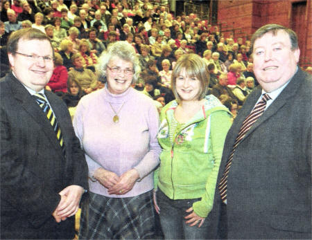 Present at the largest food hygiene training event for Volunteers in Places of Worship, which was provided by Lisburn City Council's Environmental Health Food Control Section were (1-r) Councillor Jonathan Craig, Lisburn City Council, Mrs June Ewing, Wallace Avenue Gospel Hall, Mrs Alison Hewitt, Legacurry Presbyterian Church and Alderman Paul Porter, Chairman of Environmental Services Committee, Lisburn City Council.