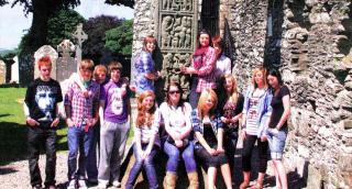 Pupils of Wallace High at the High Cross at Monasterboice