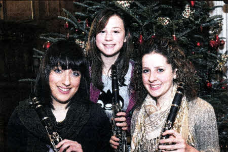 Clarinet trio - Lauren Mulholland, Anna Curragh and Megan Gillespie, who will be playing at a Lunchtime Music Recital in Railway Street Presbyterian Church.