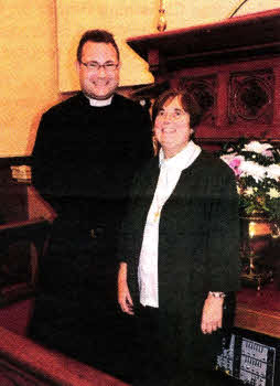 Rev. Simon Doogan (Left) Rector of the Parish of Ballyholme, Co- Down with Rev. Liz Hewitt, Minister of Moira Methodist Church (Right) after the Harvest Praise Service at Moira Methodist Church.