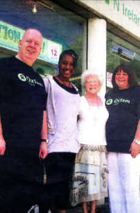 0xfam's Lisburn shop recently launched a drive for increased stock with a Donation Day event. From left: Tony McMullan, Chairman of 0xfam Ireland; volunteer Danielle Burnett; volunteer Edith Hamilton and 0xfam Lisburn co-manager June Hewitt.