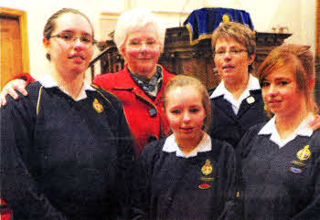 Former GB Captain Sadie Hanna with her daughter Dianne Sherlock and grandchildren Gemma, Kerri and Megan at the service.