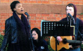 Dana Masters and Thomas McConaghie pictured singing, 'Oh to See the Dawn'.