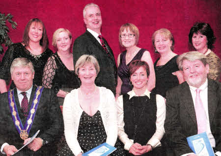 The Lagan Festival Speech, Drama, Art and Song committee members (back row) Catherine Gardiner. Mary Jane Carswell, Richard gardiner, Susan Noble, Kathleen Phillips and Marie 0'Sullivan, (front row) Deputy Mayor, Brian Heading, Festival Chair, Lynne Webber, Festival Patrons, June Burgess and Martin Lynch