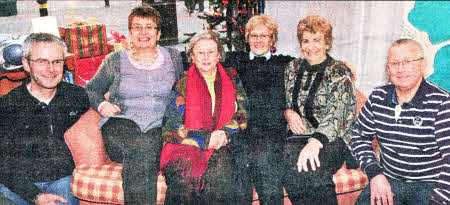 Relaxing in the 'Prayer Space' following the official opening are L to R: Jonny McGeown, Evelyn Whyte, Maureen Baird, Robina Urey, Inez Price and Gordon Dickson.