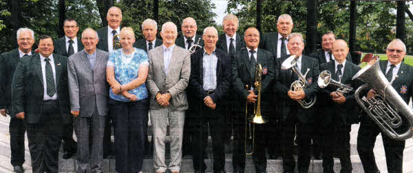 Garvey Silver Band with conductor Tom Whyte (left) pictured at 'Hymns in the Park' held at the refurbished bandstand in Wallace Park on Sunday afternoon 7th August. Included are some people who took part in the short act of worship L to R: Rev Winston Good (Seymour Street Methodist), Marion Craig (First Lisburn), Rev Brian Gibson (Railway Street) and Denis Fullerton (Lisburn Cathedral).