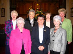 P.W.A. office bearers pictured with some of the ladies who took part in the P.W.A. Service in Railway Street Presbyterian Church on Sunday 30th October 2005.  L to R:  (front) Norma Coggins - President, Evelyn Whyte - Deaconess, First Lisburn and Elma Lindsay - Vice President. (back row) Heather Henry, Valerie Henderson, Jean Murray - Treasurer and Liz Menown - Secretary. 