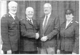 Lieut-Colonel Vik Poke, Chief Secretary of The Salvation Army UK and Republic of Ireland Territory, conducted the installation service of Major David Jackson as the new Leader of The Salvation Army in Ireland. Mr Michael Earl, General Secretary of The Irish Council of Churches, gave words of welcome on behalf of the 15 churches within the ICC at Saturday evening's installation while Iris Corry gave words of welcome on behalf members of The Salvation Army. US32-744SP