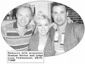 Rebecca with presenter'. Graham Norton and judge' Luca Tommassini. US19715SP
