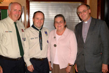 Pictured at the Lisburn and District Scouts AGM on Wednesday 23rd August is L to R:  Joe Clydesdale - St. Columbaï¿½s Group Scout Leader, Colin Watson - St. Columbaï¿½s Scout Leader and Assistant District Commissioner for Scouts, Jessica Kidd - District Chairperson and the Rev. George Irwin - District Chaplin.