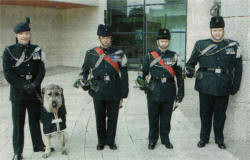 The Regimental dog handler with Mascot Brian Boru VIII and the buglers of the Royal Irish Regiment Band. US21-750SP