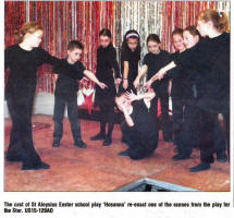 The cast of St Aloysius Easter school play `Hosanna' re-enact one of the scenes from the play for the Star. US15-120A0