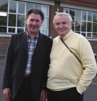 Former Tullymacarette pupils (cousins and life long friends) Dr Harold Harvey and John Kelly.
