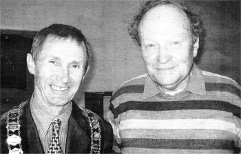 Ben Harden (right) from Co Wicklow, the guest speaker at the AGM of Dromore Beekeeper's Association held on September 18 is seen here with newly elected chairman Dr Patrick Lundy (left)