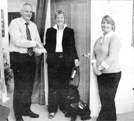 David Parkinson, Elizabeth Ward with 'Noah' and Elyse Mercer from Lagan Valley Rotary Club