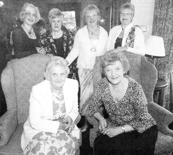 At Hillhall WI's 60th Anniversary Dinner in Malone Golf Club is President Sandra Dorman, Executive member Ann McCready, Federation Chairman Betty Birney, Maureen Reid, Mary Hamilton, and Betty Milford US2007-402PM Pic by Paul Murphy