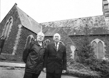 Michael Humphries and Jim Neill outside St.John the Baptist Church Of Ireland which is coming up to 150 years old. US4407-523C0