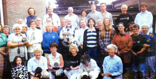 The award-winning cast of Lisnagarvey Operatic Society's1995 production of Pirates of Penzance, which won the AIMS awards for Best Chorus , Best Female Voice and Best Supporting Actress.