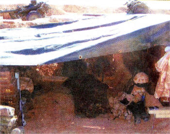 he makeshift tents where Melanie slept whilst on duty in Afghanistan.