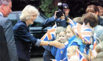 The Duchess of Cornwall meets children at St Catherine's Church in Aldergrove.