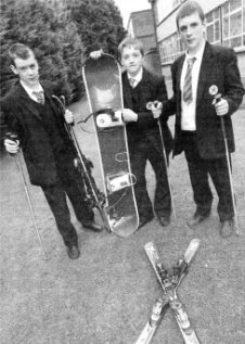 Roy Heasley, Ruairi O'Neill and Patrick Agnew, three of the Year 11 pupils going to Bulgaria on a Ski trip. US4207-508C0
