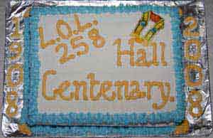A cake marking the centenary of Whitehill Orange Hall