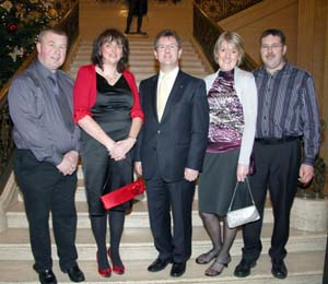 Trevor and Wendy Montgomery, Lagan Valley MP Jeffrey Donaldson and Thomas and Janet Grant.