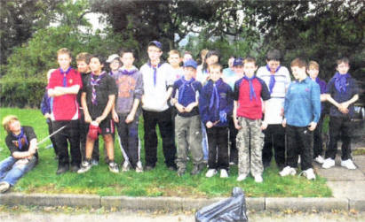 Members of 2nd Lambeg Scout Group take part in the clear up.