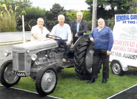 Harry Ferguson Celebration Committee representatives Samuel Law, committee member; Bill Forsythe, PRO; Eric Jess, chairman and George Cromie, secretary. look forward to the unveiling of the memorial statue at Growell on Saturday.